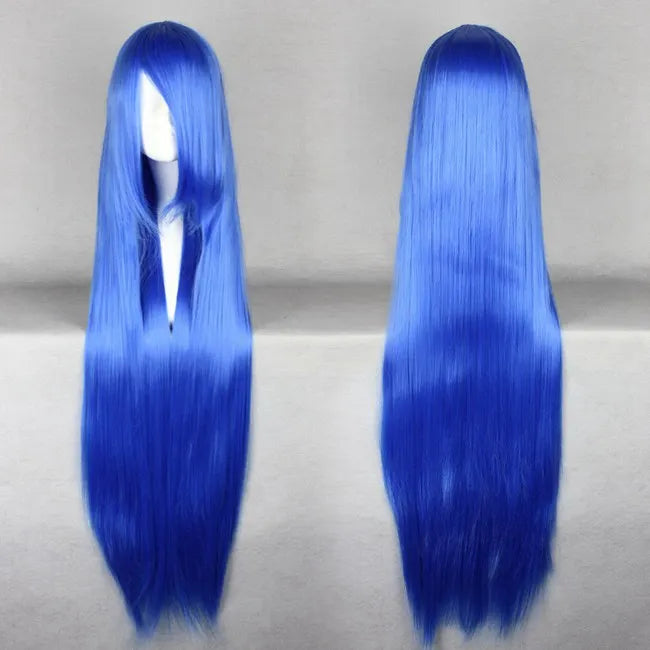 Fei-Show 100 CM/40 Inches Dark Purple Straight Halloween Wigs Long Synthetic Heat Resistant High Temperature Carnival Hair