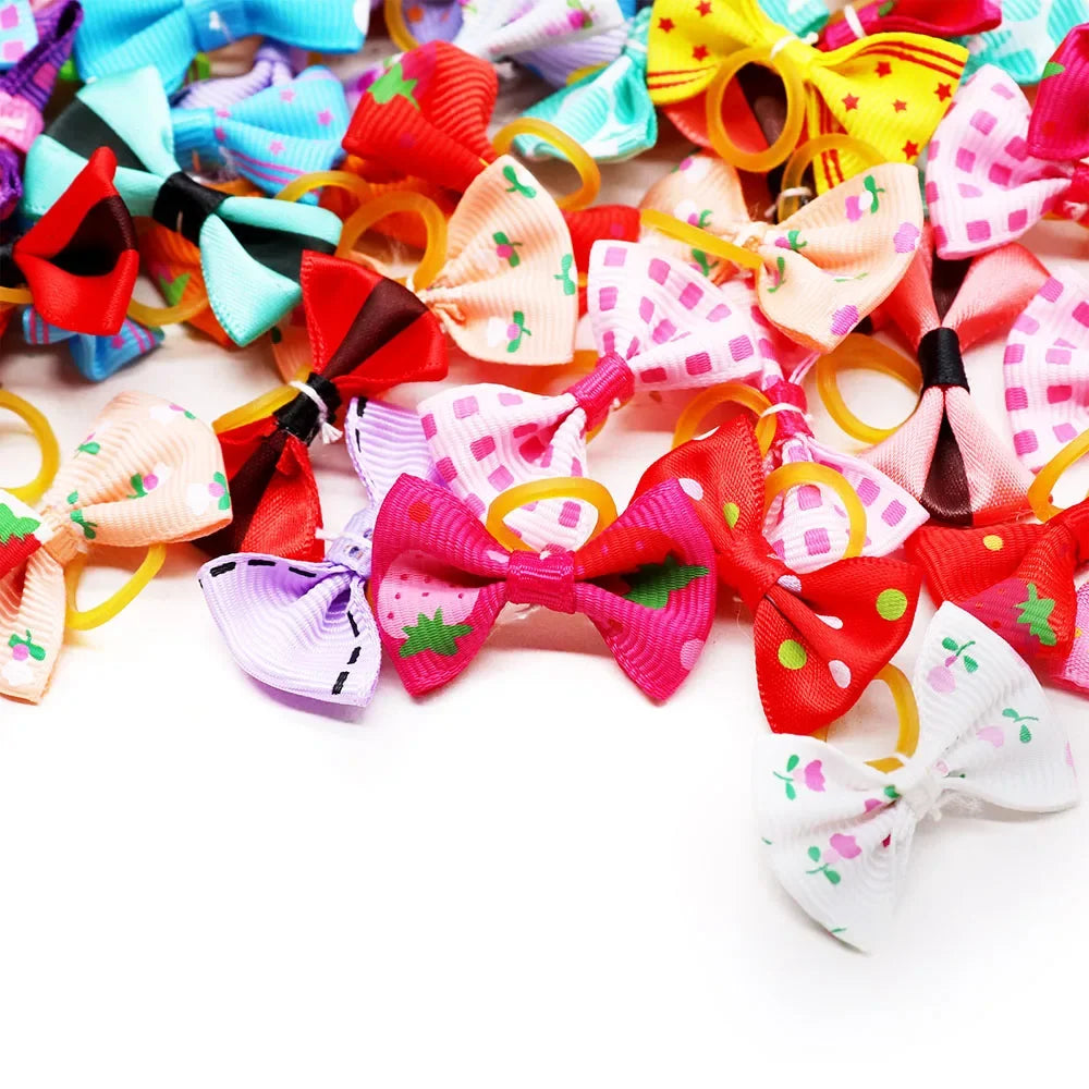 Dog bow Dog Hair Accessories Dog Bow With Rubber Band  Handmade Movable Puppy Bows For Dogs and Cats Cute Pet Accessories
