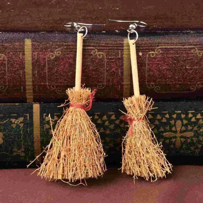 Funny Vintage Witch Broom Drop Earrings Halloween Christmas Fashion Personalized Jewelry Women Gifts
