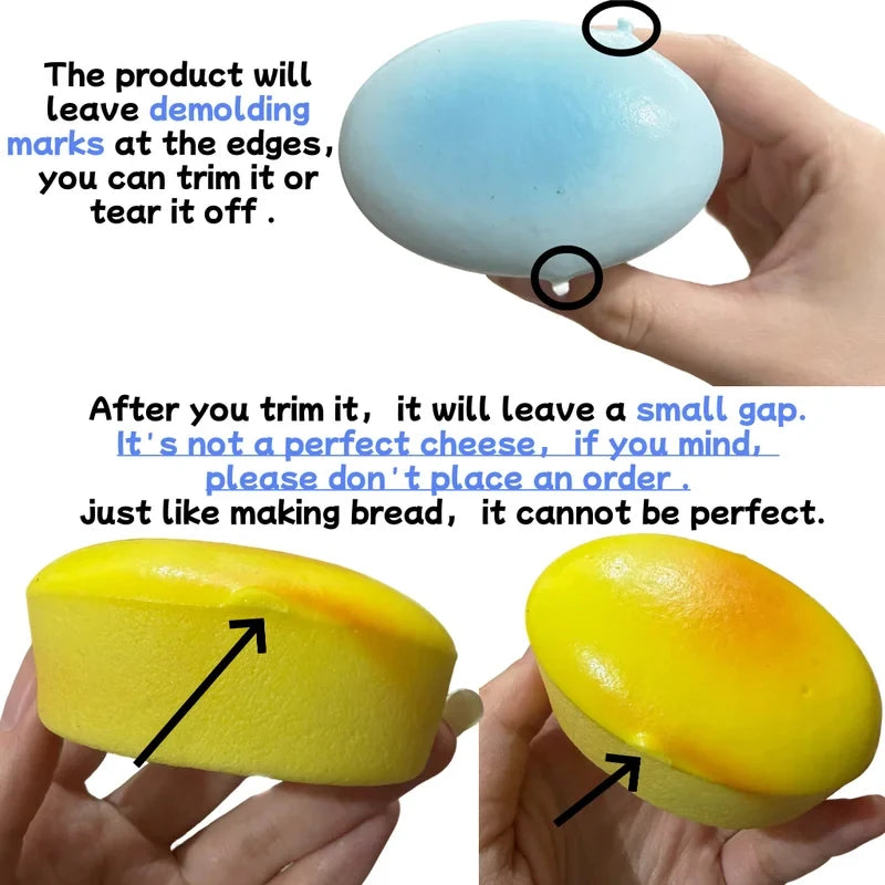 Squishy Cheese Bread Squeeze Toy, Slow Rising Soft Fidget Toy Stress Relief Sensory Toys for Kids Adults