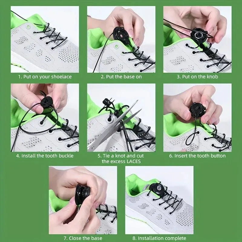 1Pair Automatic Shoelaces Without Ties Install Simple Swivel Buckle Laces Thick Rope Tennis Sneakers Shoelace Shoe Accessories