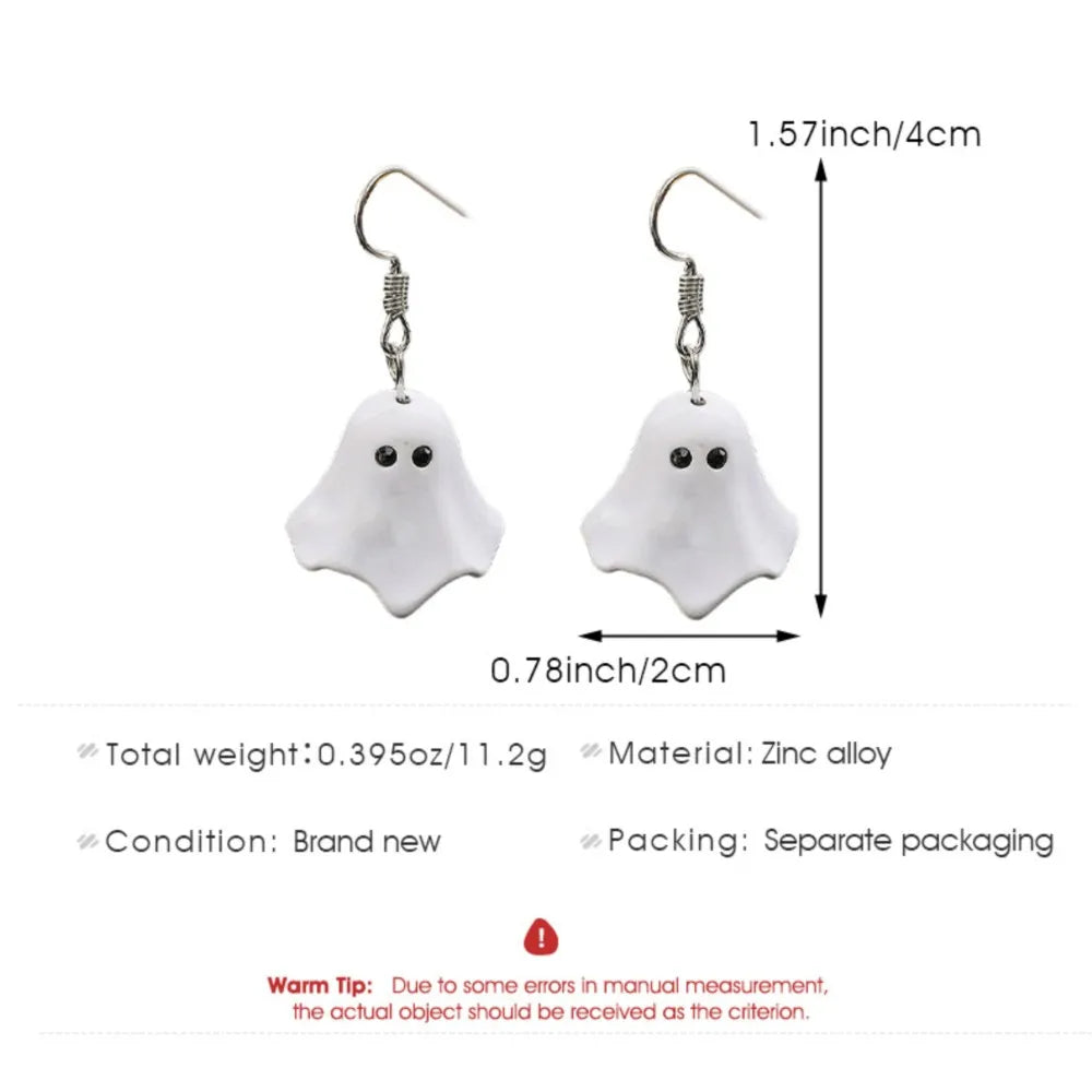 Gothic Cute White Ghost Dangle Earrings For Women Female Halloween Style Drop Earings Party Ear Jewelry Accessories Gifts Punk