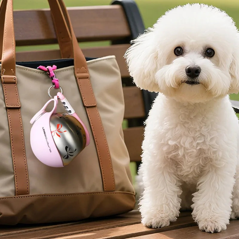 Small Dog Water Bottle 285ML Stainless Steel/PETG Convenient Dog Drink Dispenser Puppy Travel Portable Water Bowl