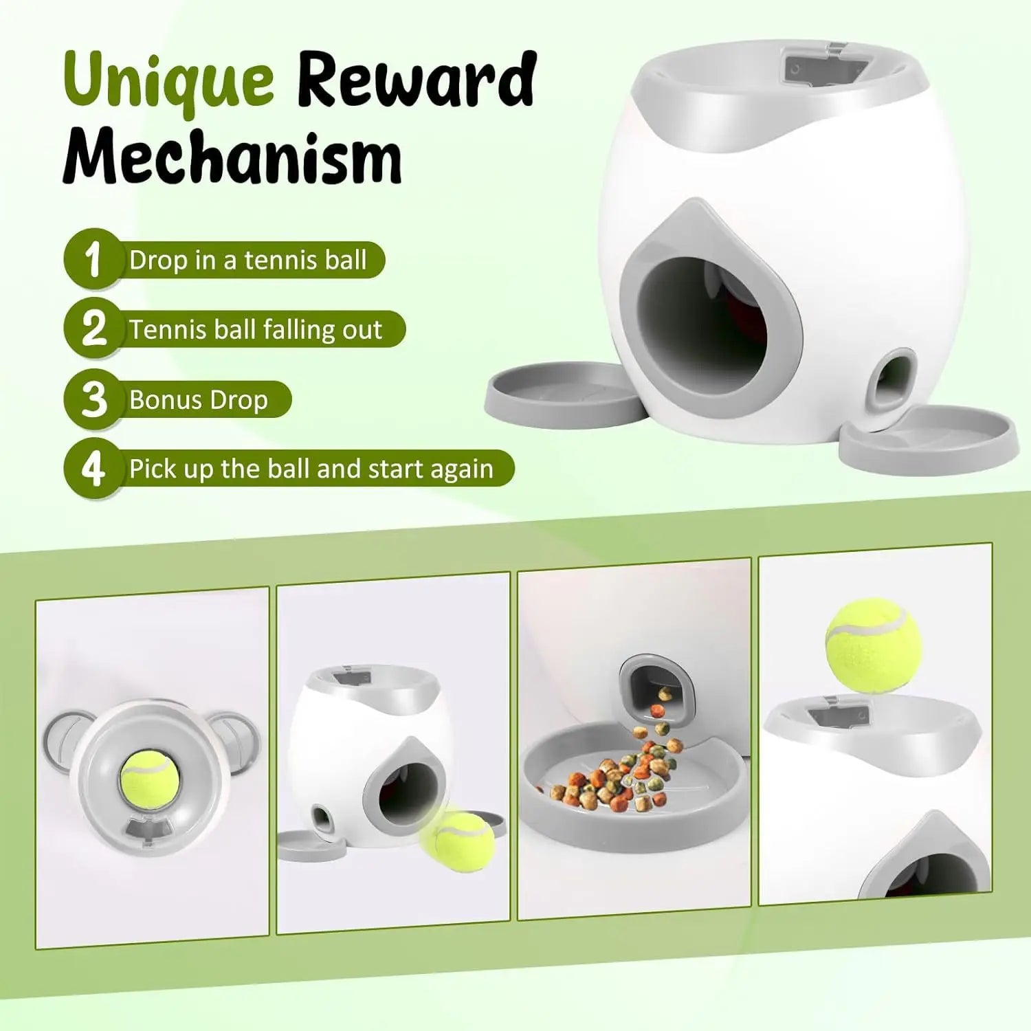Automatic Dog Ball Launcher, Interactive Fetch Machine for Indoor Outdoor, Pet Training Toy with Mental Stimulation