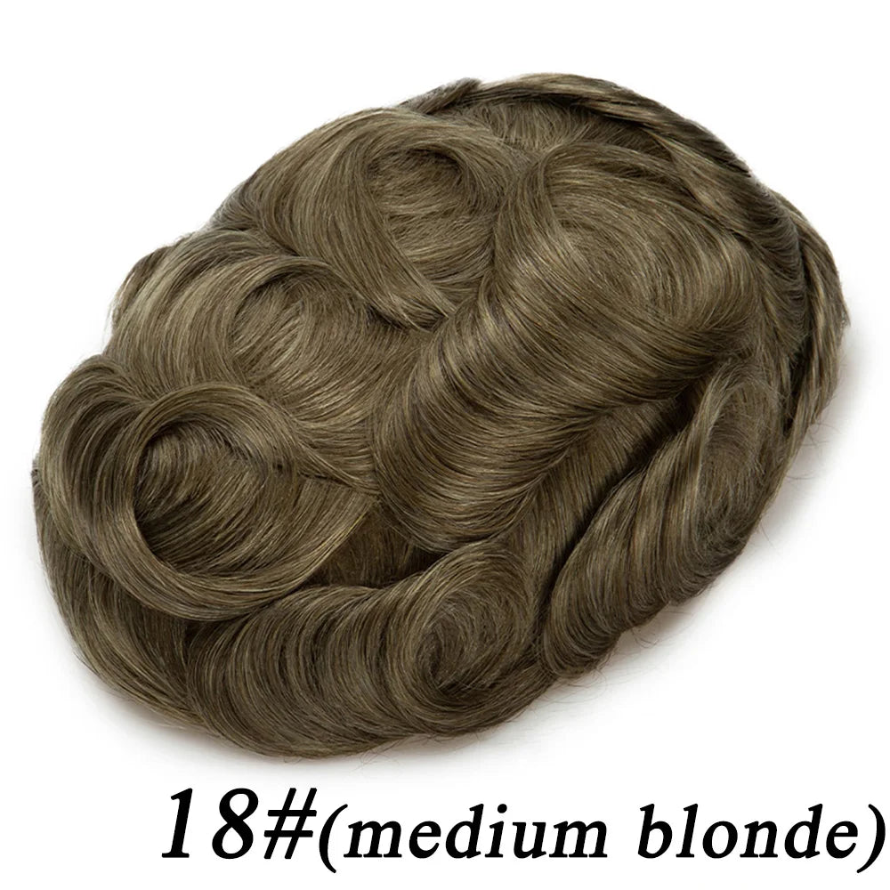 Invisible Swiss Lace Front Knot with Hollywood Skin Base Male Wig Human Hair Prosthesis Men Toupee Bleached Knot Human Hair