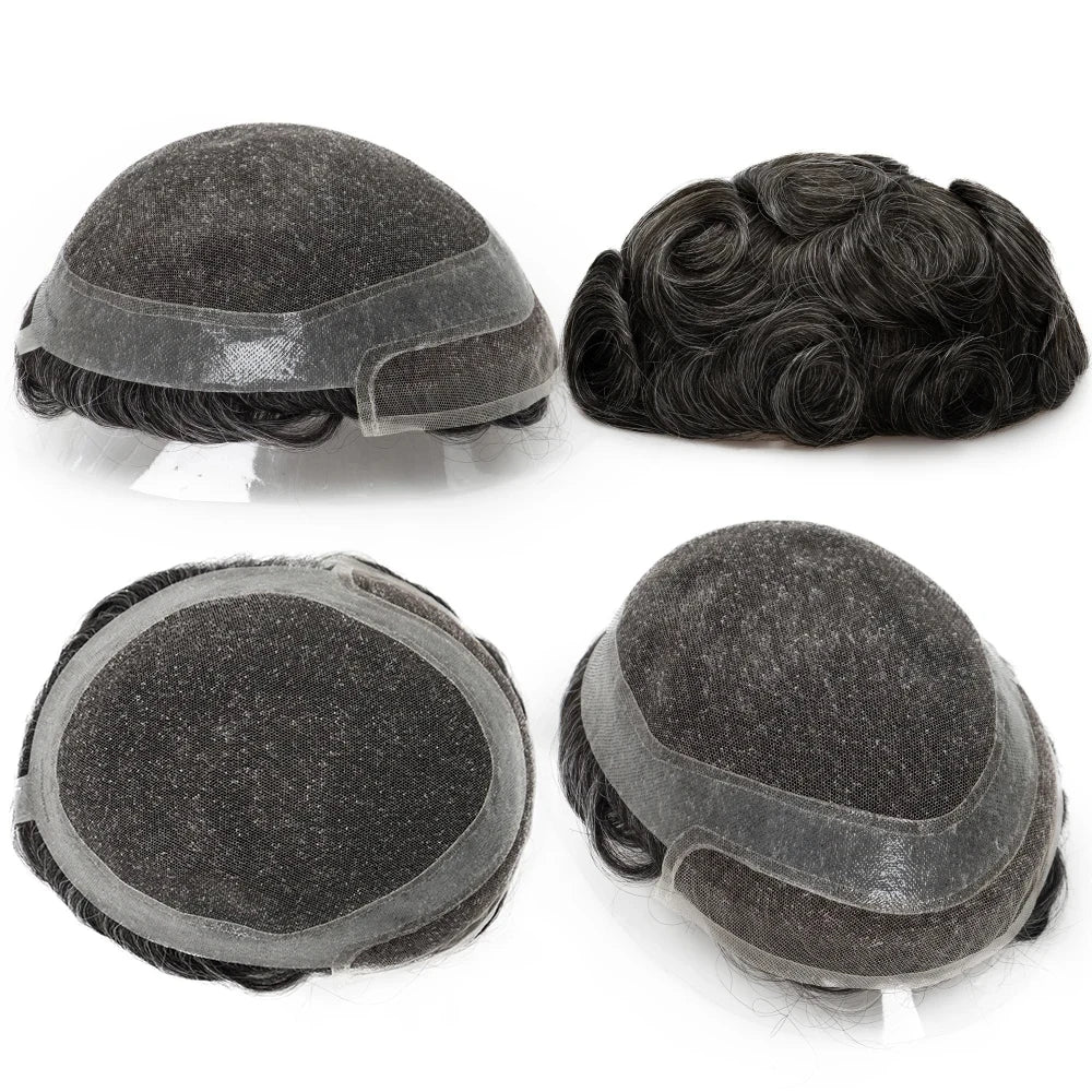 Invisible Swiss Lace Front Knot with Hollywood Skin Base Male Wig Human Hair Prosthesis Men Toupee Bleached Knot Human Hair