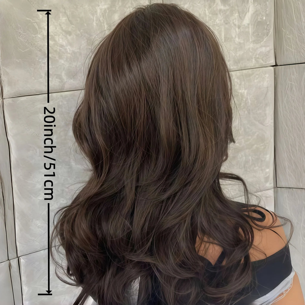 Synthetic Wig for Daily Use, Which Is Medium Brown and Has a Wavy, Layered Cut Carnival, St. Patrick's Day, Back-to-School