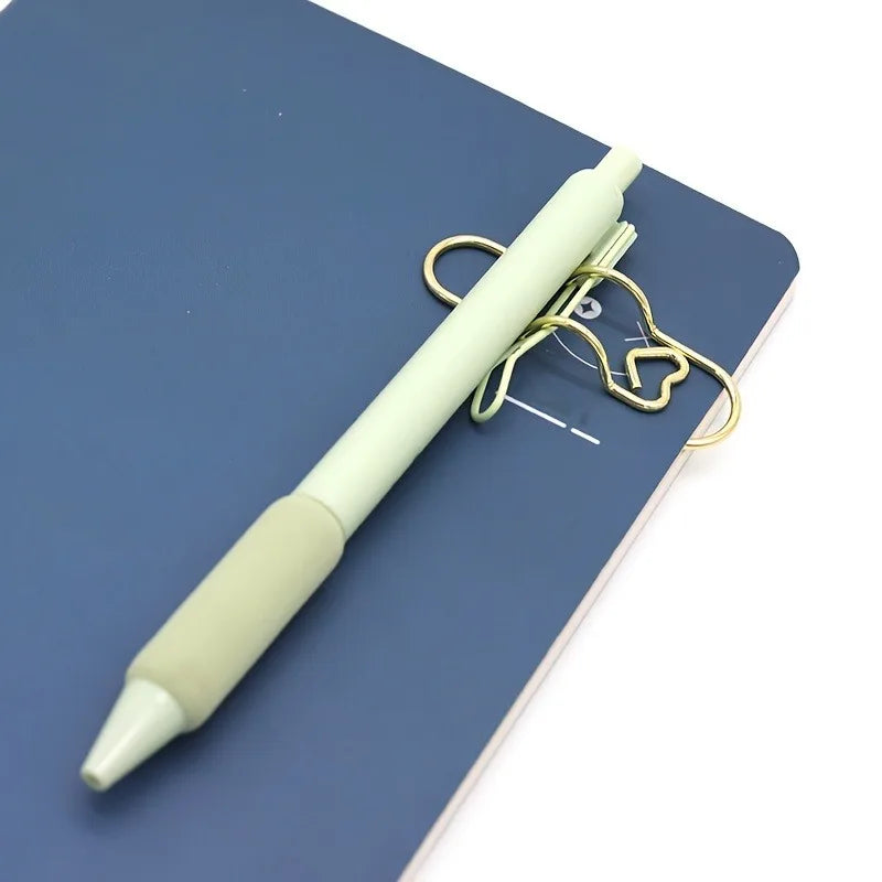 4Pcs Multifunctional Love Pen Clip, Portable Hanging Pen Button Fixed Seat Paper Clip for Notebook Stationery Accessories