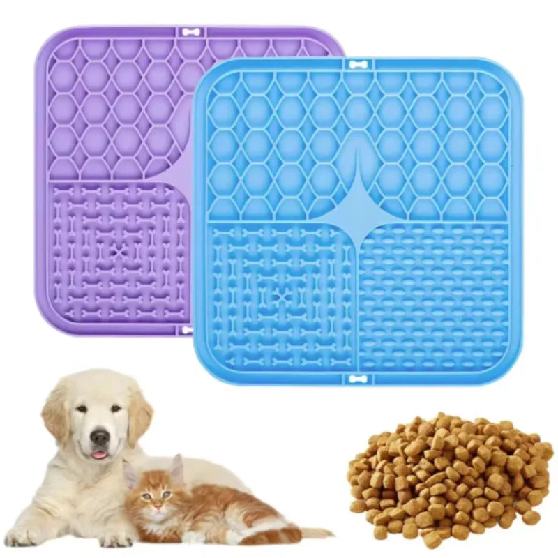 Pet Lick Silicone Mat Slow Feeder Dog Food Plate Bathing Distraction Sucker Training Feeder for Dogs Kitchen Supplies
