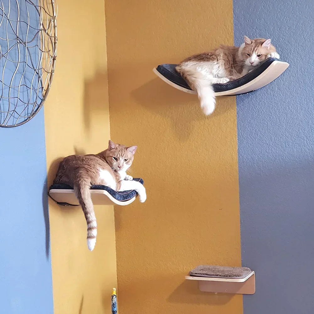 Cat Climbing Shelf Bridge Hammock Wall Cat Furniture Floating Shelves Tree Tower Cats Gym Walk for Scratching and Sleeping