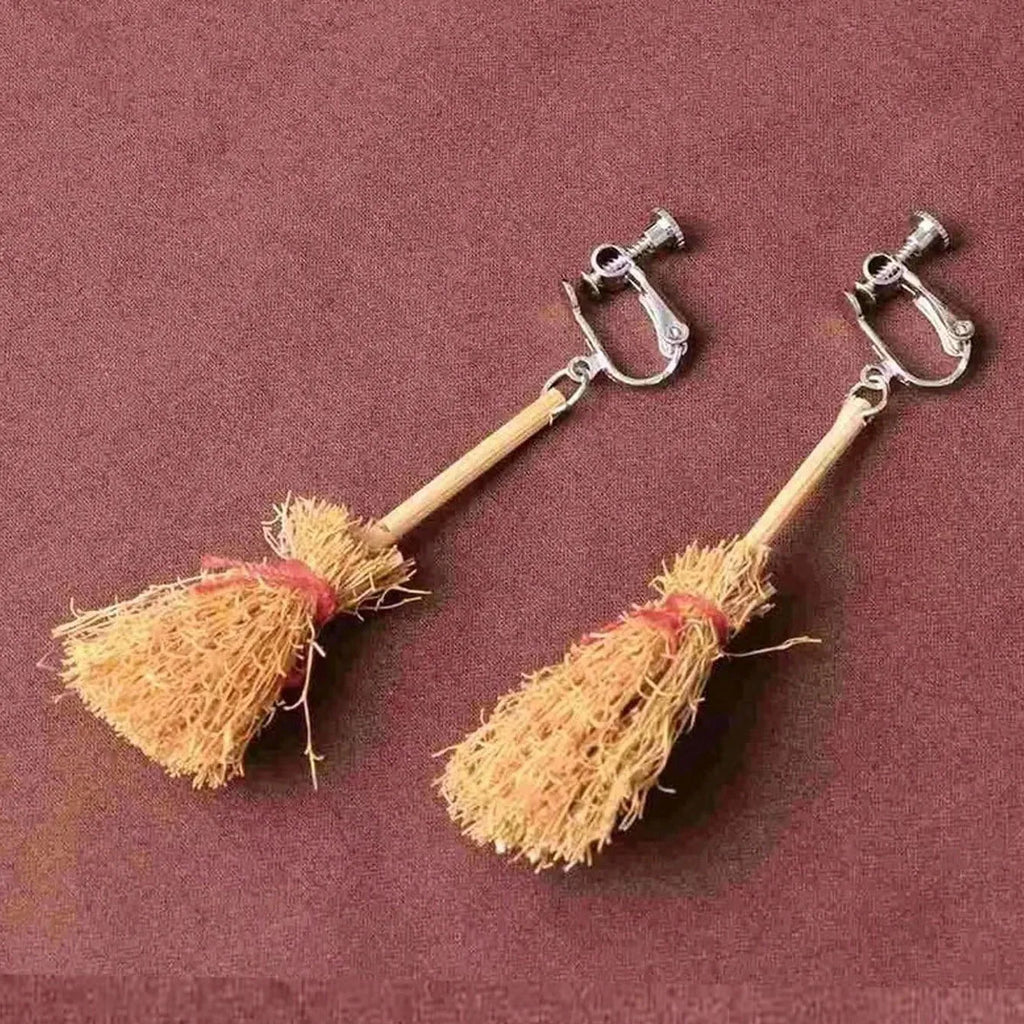 Funny Vintage Witch Broom Drop Earrings Halloween Christmas Fashion Personalized Jewelry Women Gifts