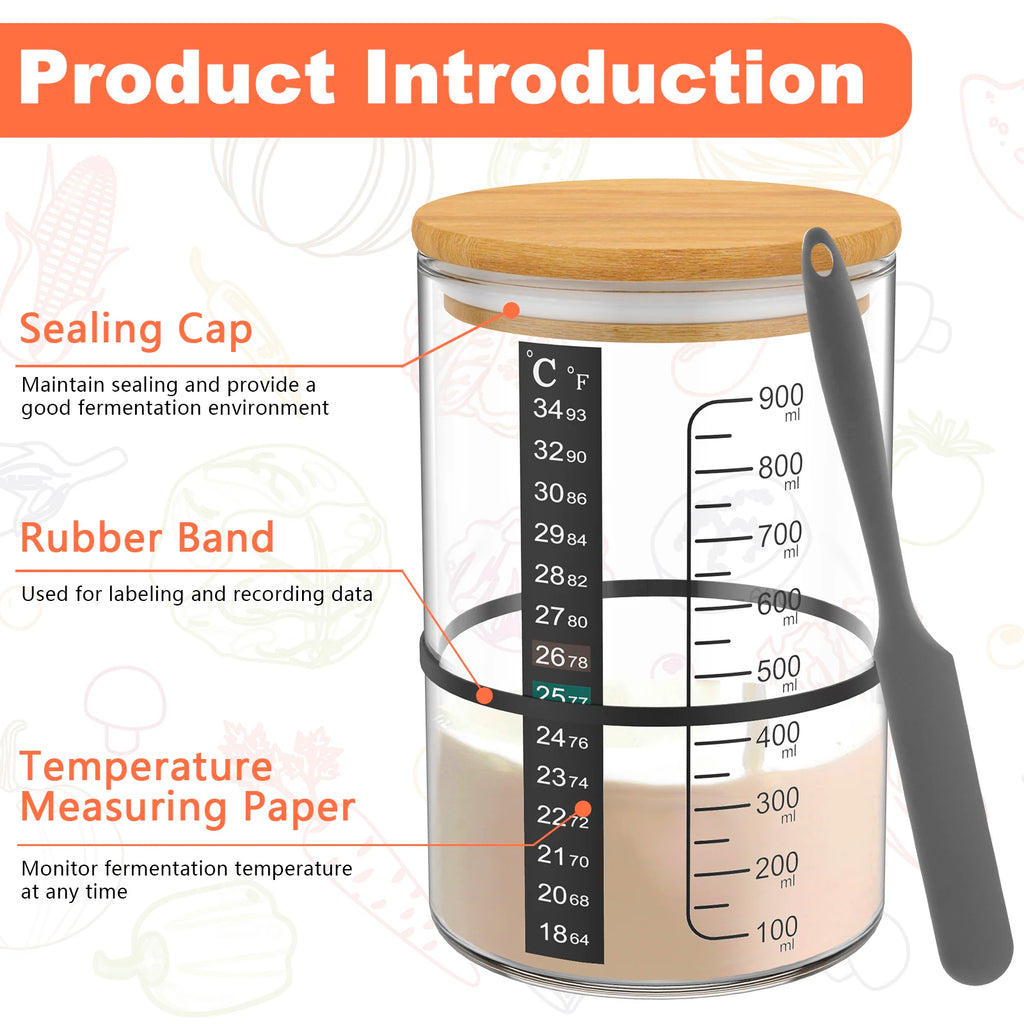 Sourdough Starter Jar Kit Sourdough Starter Container Baking Fermentation Jar Food Storage Jar Kitchen Bread Baking Accessories