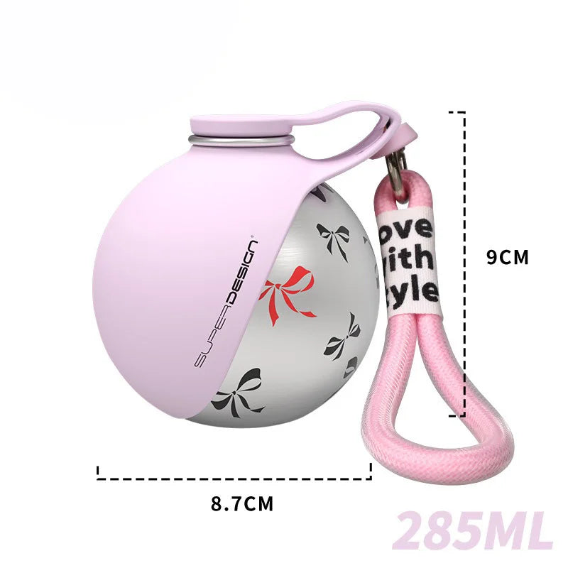 Small Dog Water Bottle 285ML Stainless Steel/PETG Convenient Dog Drink Dispenser Puppy Travel Portable Water Bowl