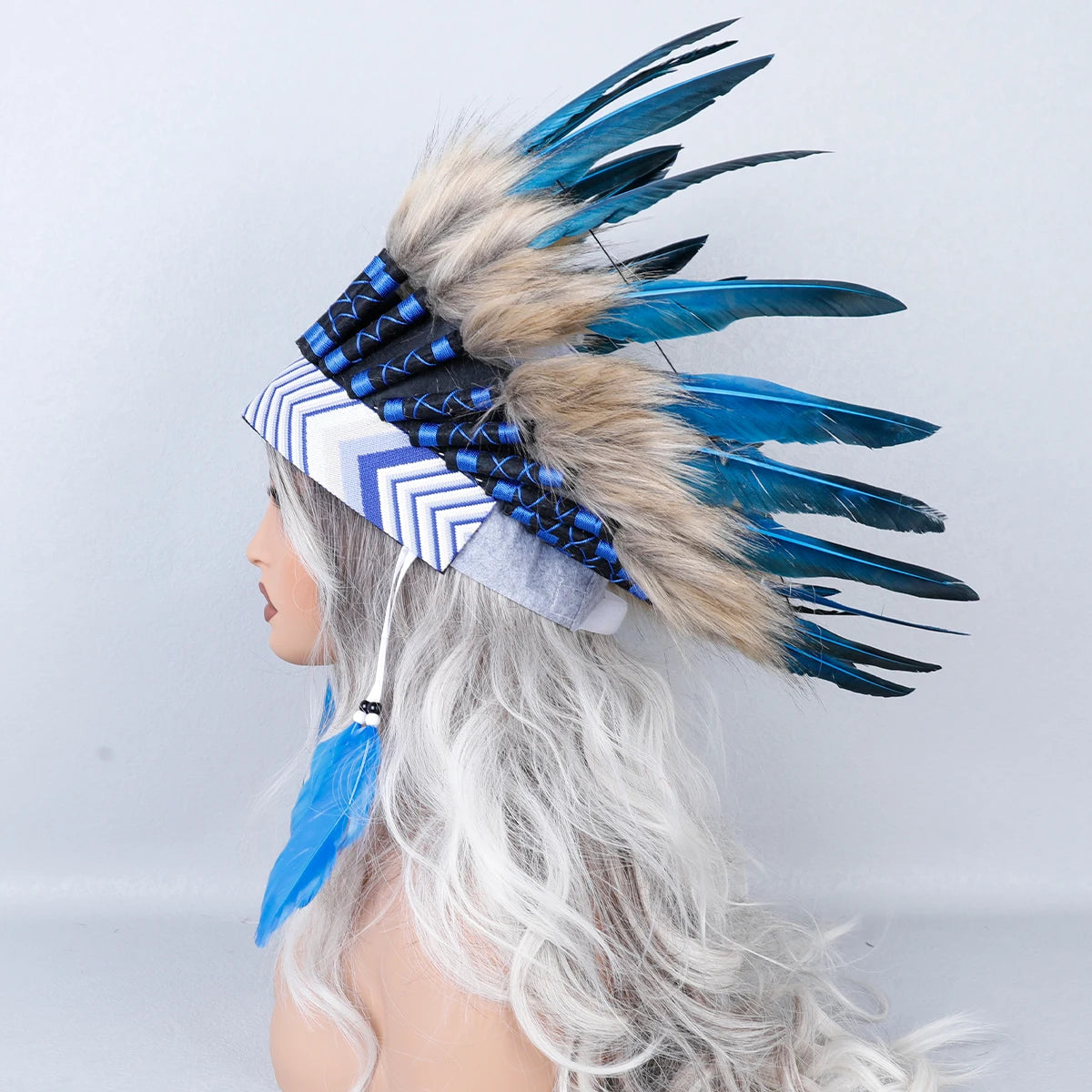 Women's Funky Chief Headdress Headband with Feathers for Halloween Stage Costume Performances Photography & Fashion Show Accesso