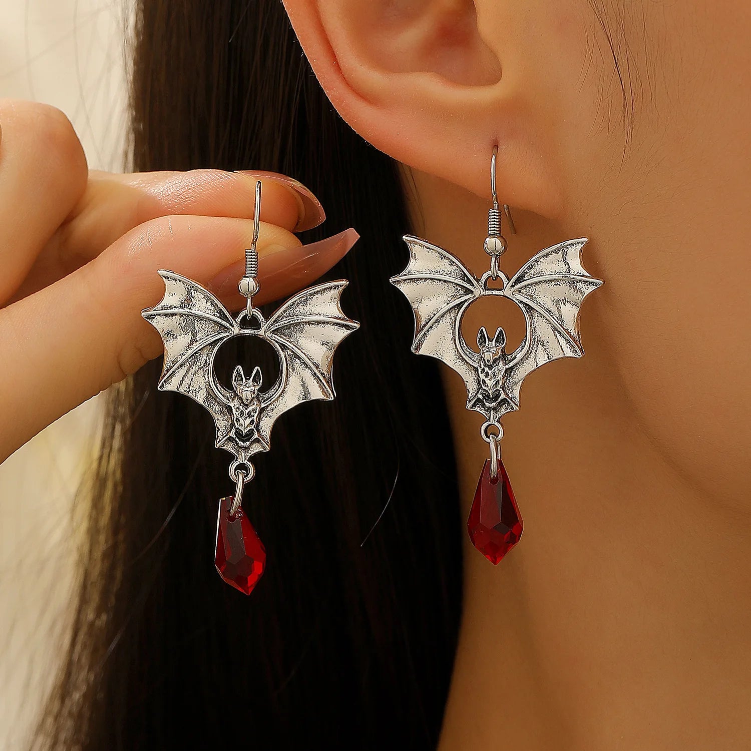 New Gothic Style Bat Spider Pendant Earrings, Personalized Dark Women's Accessories Halloween Personalized Earrings Wholesale
