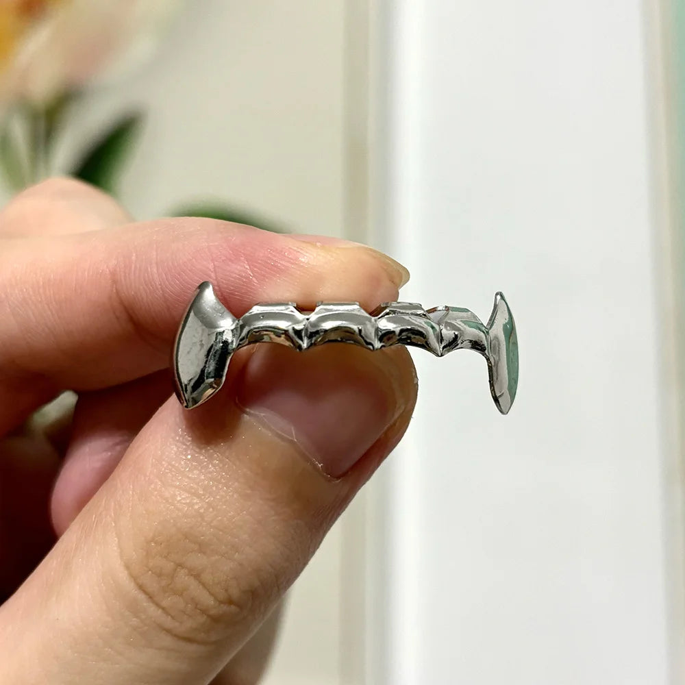 RACHELZ Hip Hop DIY Single Hollow Zircon Grillz Teeth Punk Top Bottom CZ Stone Tooth Caps Jewelry Women Men Halloween Gift