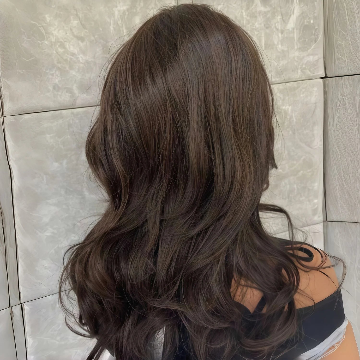 Synthetic Wig for Daily Use, Which Is Medium Brown and Has a Wavy, Layered Cut Carnival, St. Patrick's Day, Back-to-School