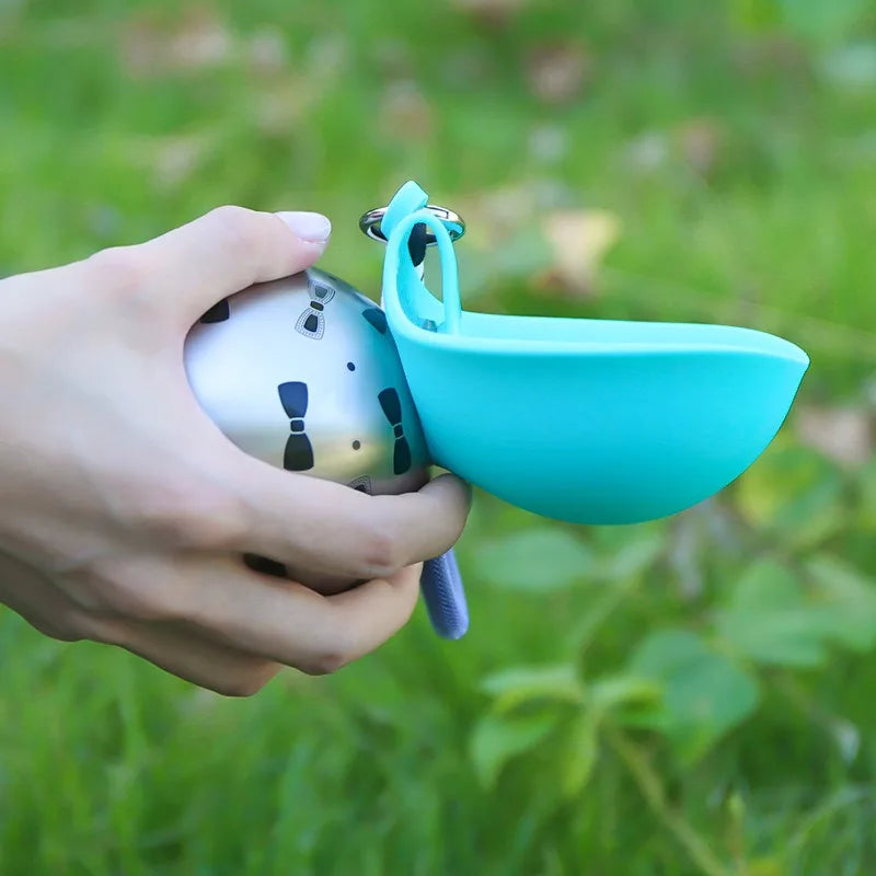 Small Dog Water Bottle 285ML Stainless Steel/PETG Convenient Dog Drink Dispenser Puppy Travel Portable Water Bowl