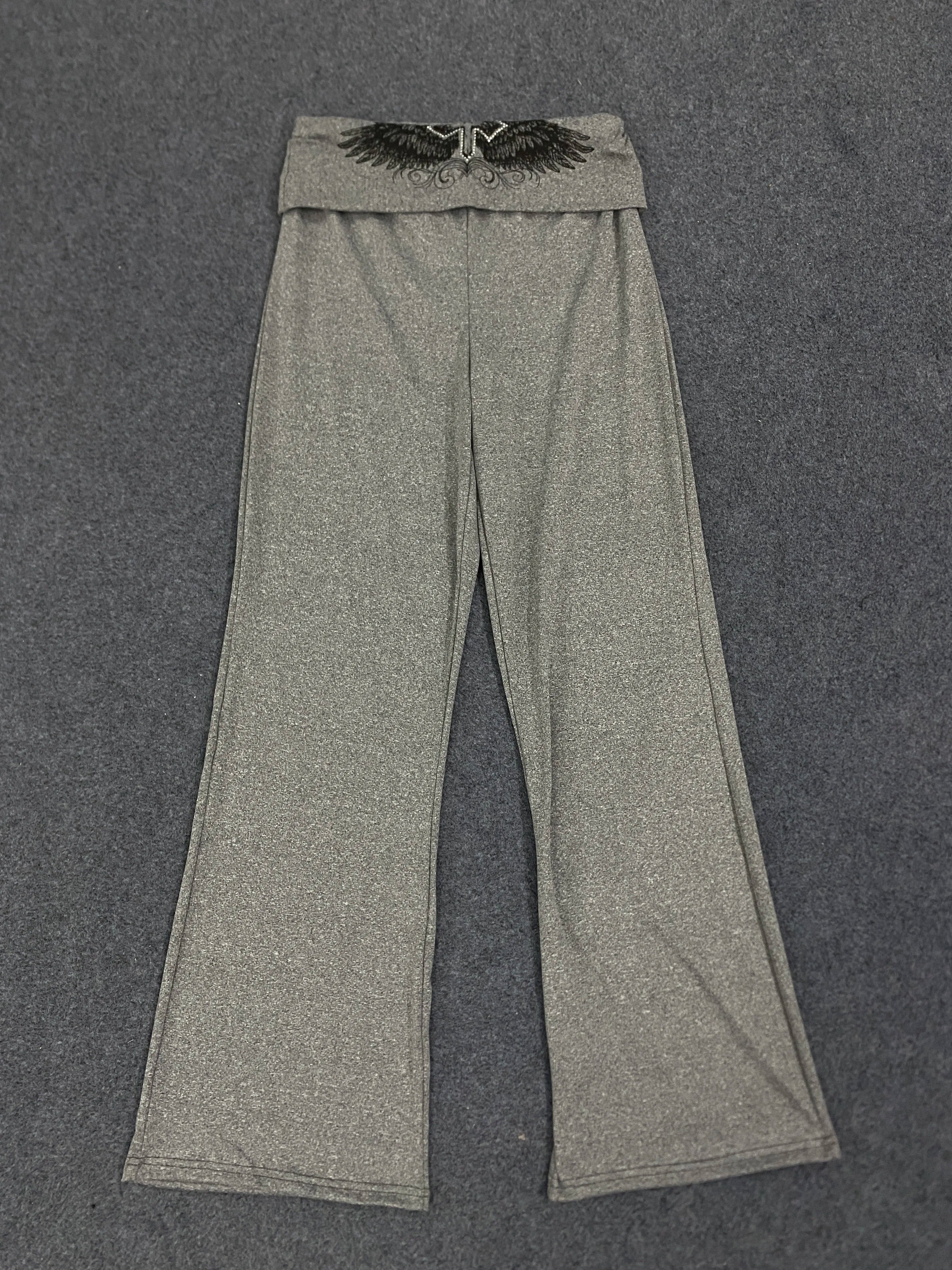 South Korea Y2K Women's Pants, Casual Pants, Yoga Pants, Slight Flare Pants, Minimalist Print New Style, Highlighting Silhouette