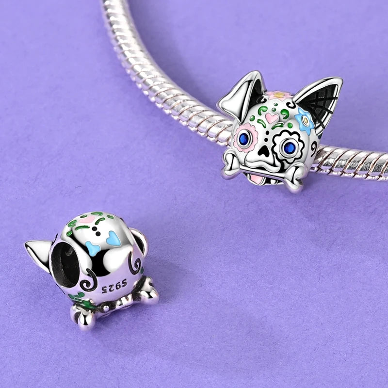 Original Charms Bead 925 Sterling Silver Inlaid Zirconium Halloween Pumpkin Head Pendants Fit Bracelet Jewelry Gift Marking
