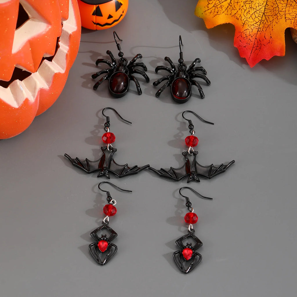 New Gothic Style Bat Spider Pendant Earrings, Personalized Dark Women's Accessories Halloween Personalized Earrings Wholesale