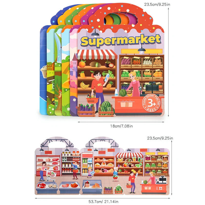 1 Book Jelly Sticker Book Quiet Book DIY Fun for Children's Scene Stickers Repeatedly Paste Puzzle Sticker Book