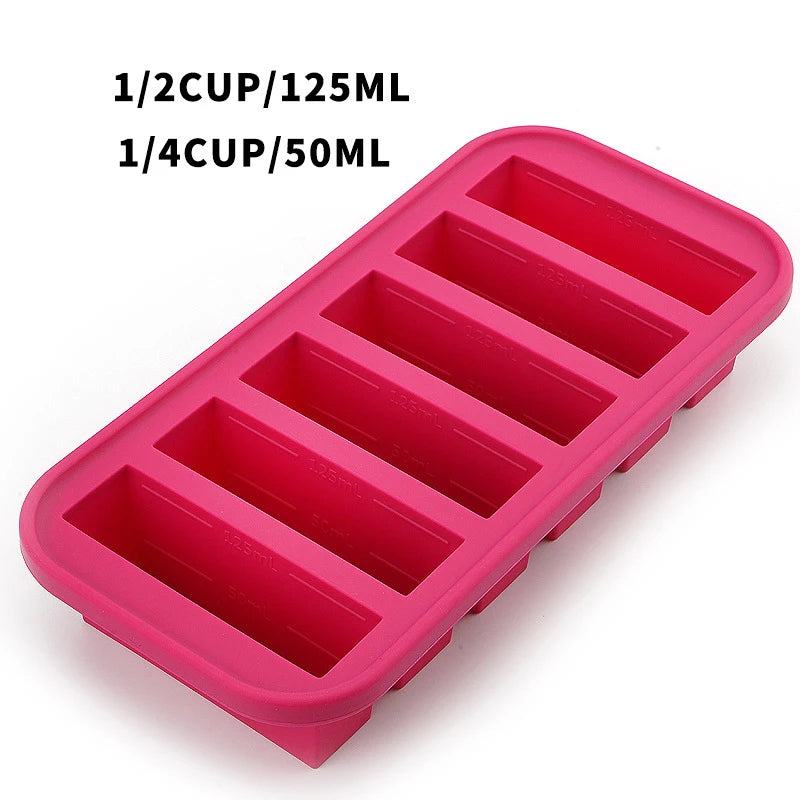 1PC 2/4/6Grid Silicone Freezer Mold with Lid Refrigerated Food Storage Box Food Box Ice Tray Mold Ice Box Fresh-keeping Box