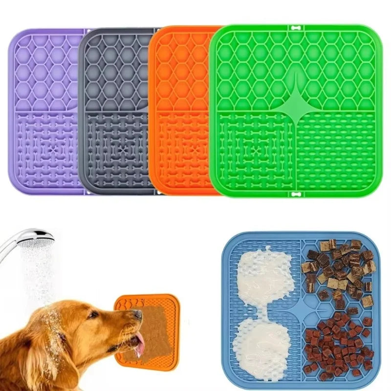 Pet Lick Silicone Mat Slow Feeder Dog Food Plate Bathing Distraction Sucker Training Feeder for Dogs Kitchen Supplies