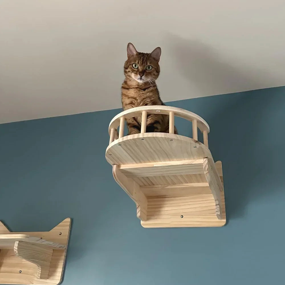Cat Climbing Shelf Bridge Hammock Wall Cat Furniture Floating Shelves Tree Tower Cats Gym Walk for Scratching and Sleeping