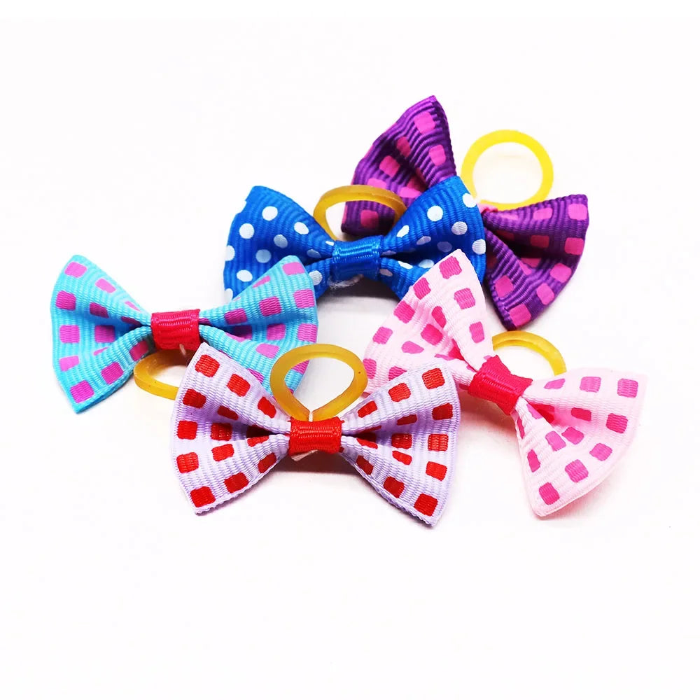 Dog bow Dog Hair Accessories Dog Bow With Rubber Band  Handmade Movable Puppy Bows For Dogs and Cats Cute Pet Accessories