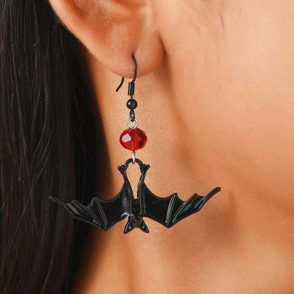New Gothic Style Bat Spider Pendant Earrings, Personalized Dark Women's Accessories Halloween Personalized Earrings Wholesale