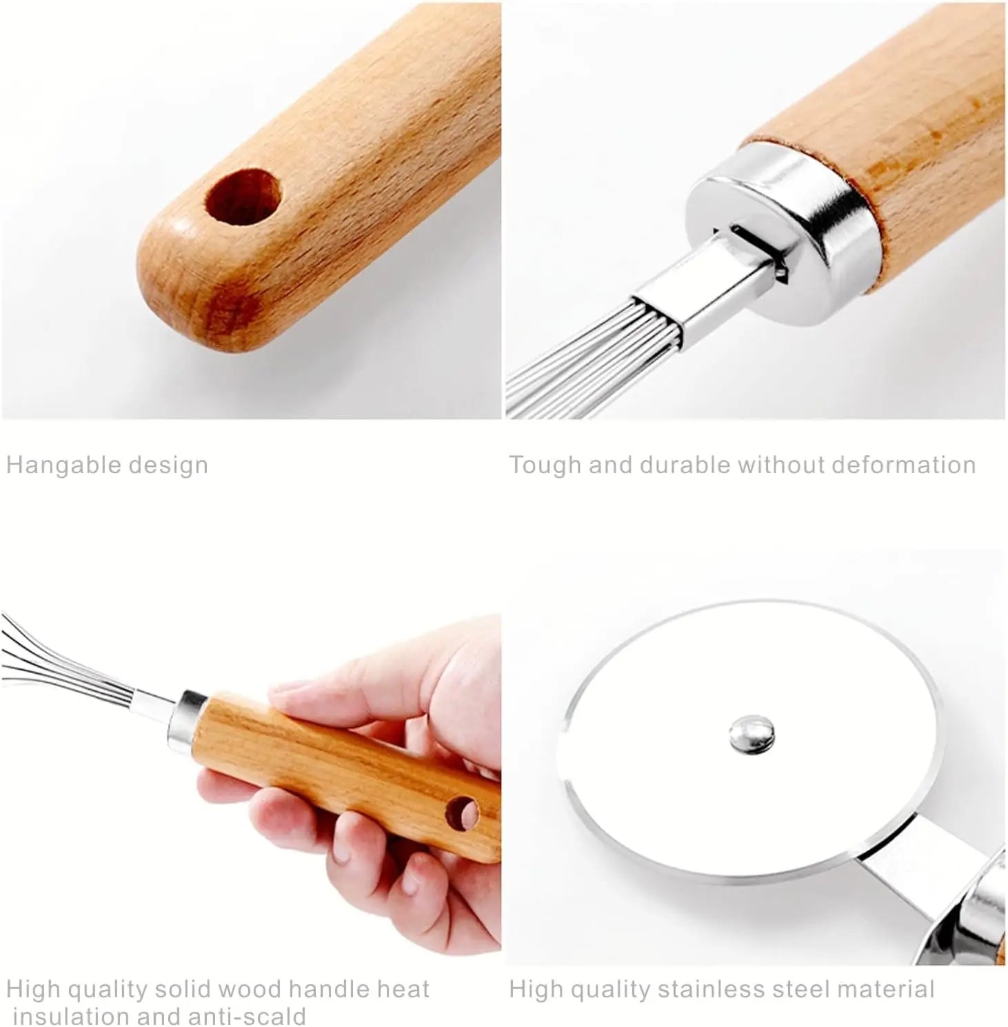 9 pcs Kitchen Gadgets & Kitchen Tool Gift Set Kitchen Tools and Gadget Set Stainless Steel Utensils set with Wood handle