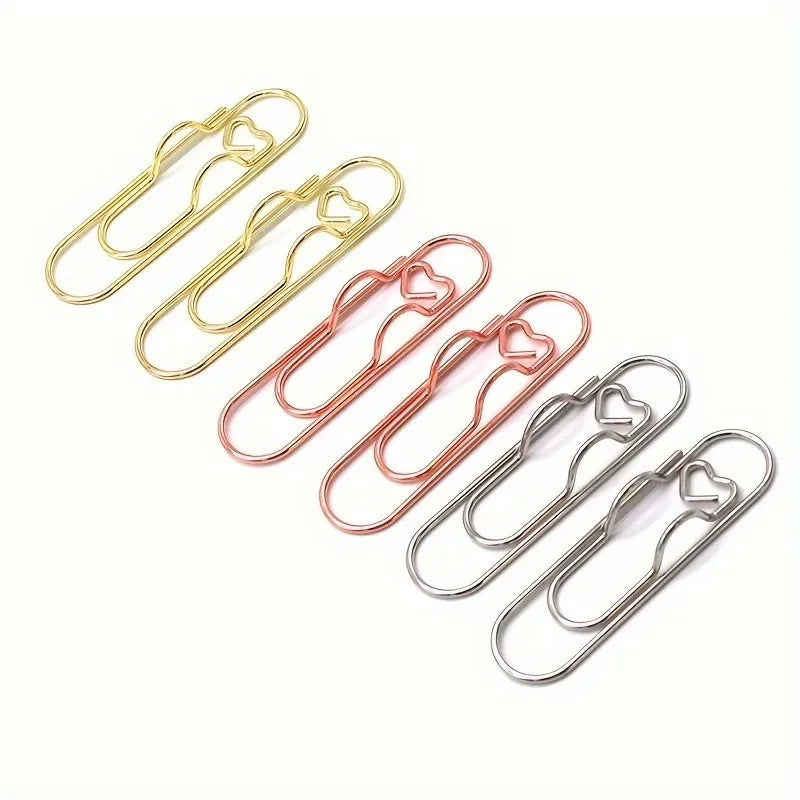 4Pcs Multifunctional Love Pen Clip, Portable Hanging Pen Button Fixed Seat Paper Clip for Notebook Stationery Accessories