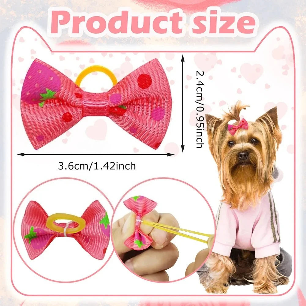 Dog bow Dog Hair Accessories Dog Bow With Rubber Band  Handmade Movable Puppy Bows For Dogs and Cats Cute Pet Accessories