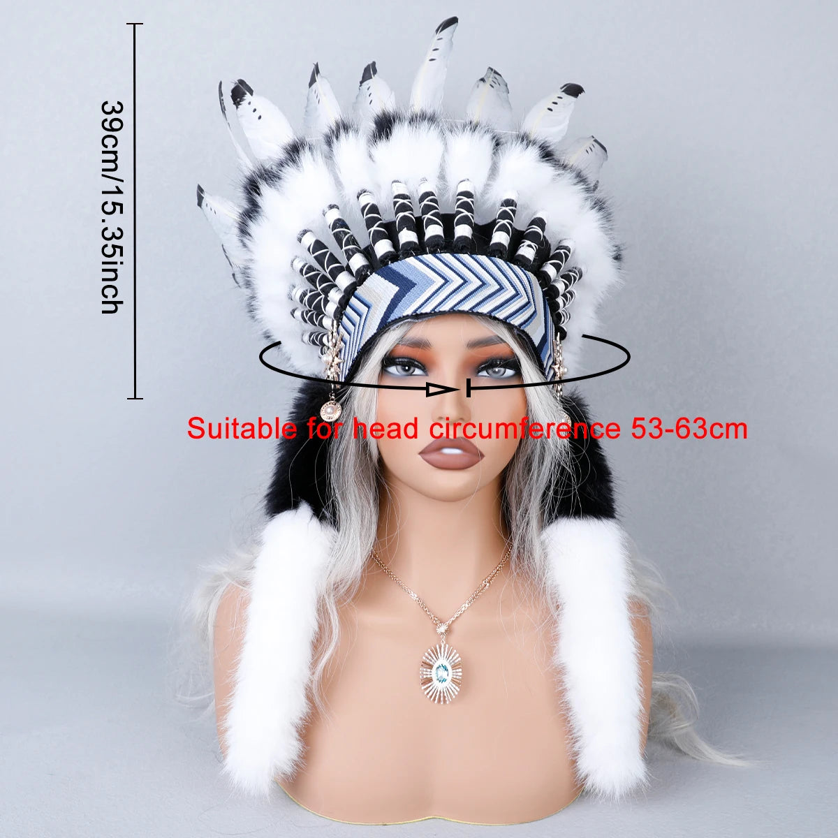Women's Funky Chief Headdress Headband with Feathers for Halloween Stage Costume Performances Photography & Fashion Show Accesso