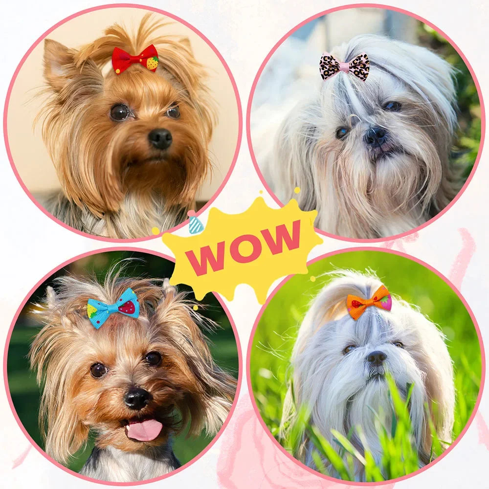 Dog bow Dog Hair Accessories Dog Bow With Rubber Band  Handmade Movable Puppy Bows For Dogs and Cats Cute Pet Accessories