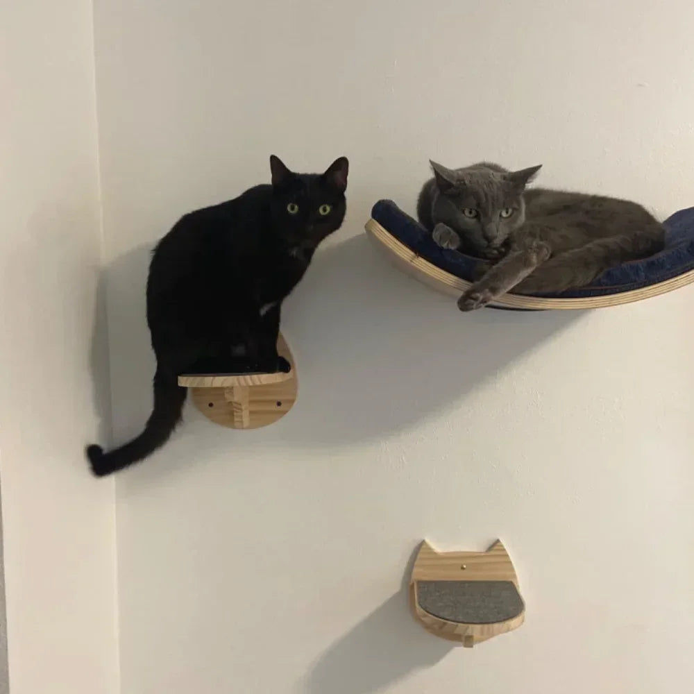 Cat Climbing Shelf Bridge Hammock Wall Cat Furniture Floating Shelves Tree Tower Cats Gym Walk for Scratching and Sleeping