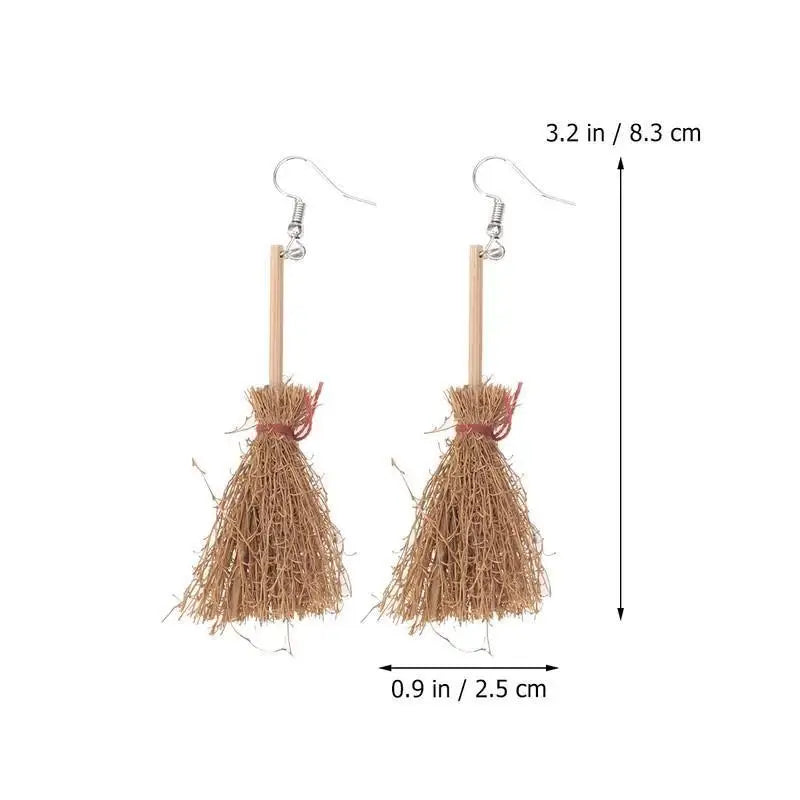 Funny Vintage Witch Broom Drop Earrings Halloween Christmas Fashion Personalized Jewelry Women Gifts