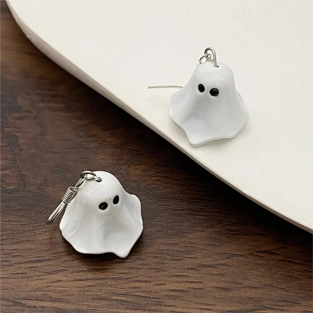 Gothic Cute White Ghost Dangle Earrings For Women Female Halloween Style Drop Earings Party Ear Jewelry Accessories Gifts Punk