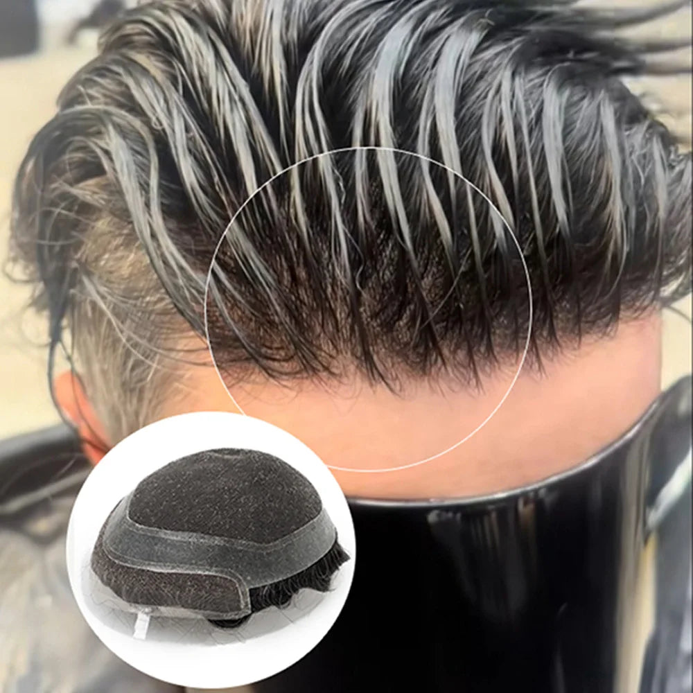 Invisible Swiss Lace Front Knot with Hollywood Skin Base Male Wig Human Hair Prosthesis Men Toupee Bleached Knot Human Hair