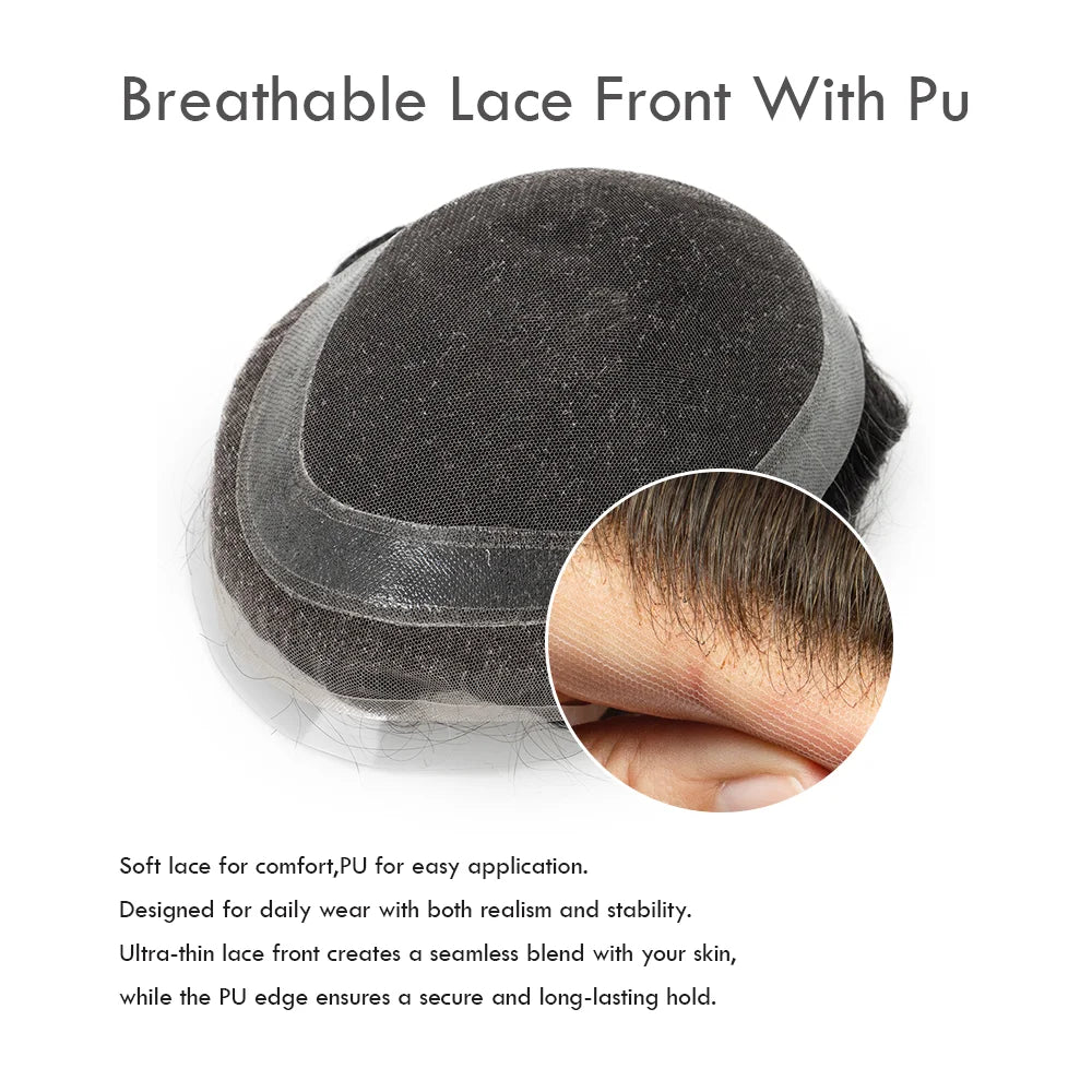 Invisible Swiss Lace Front Knot with Hollywood Skin Base Male Wig Human Hair Prosthesis Men Toupee Bleached Knot Human Hair