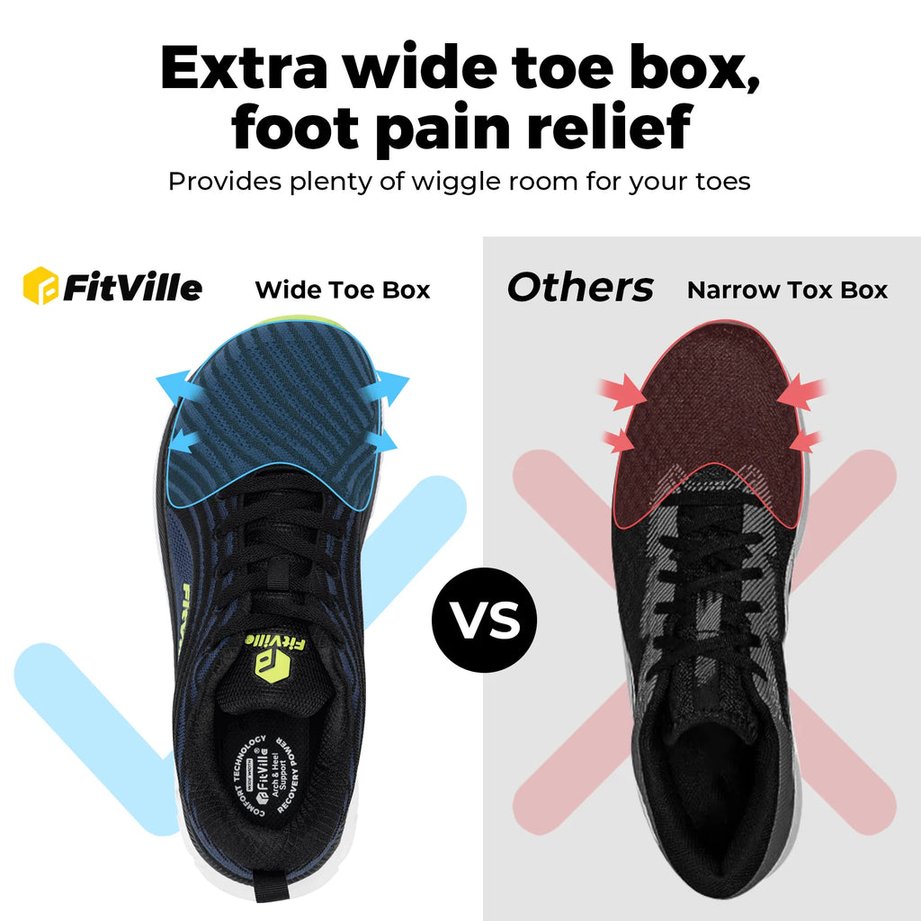FitVille Wide Toe Box Shoes for Men Cushioned Well Extra Wide Width Shoes Non Slip Wide Lightweight Breathable Running Shoes
