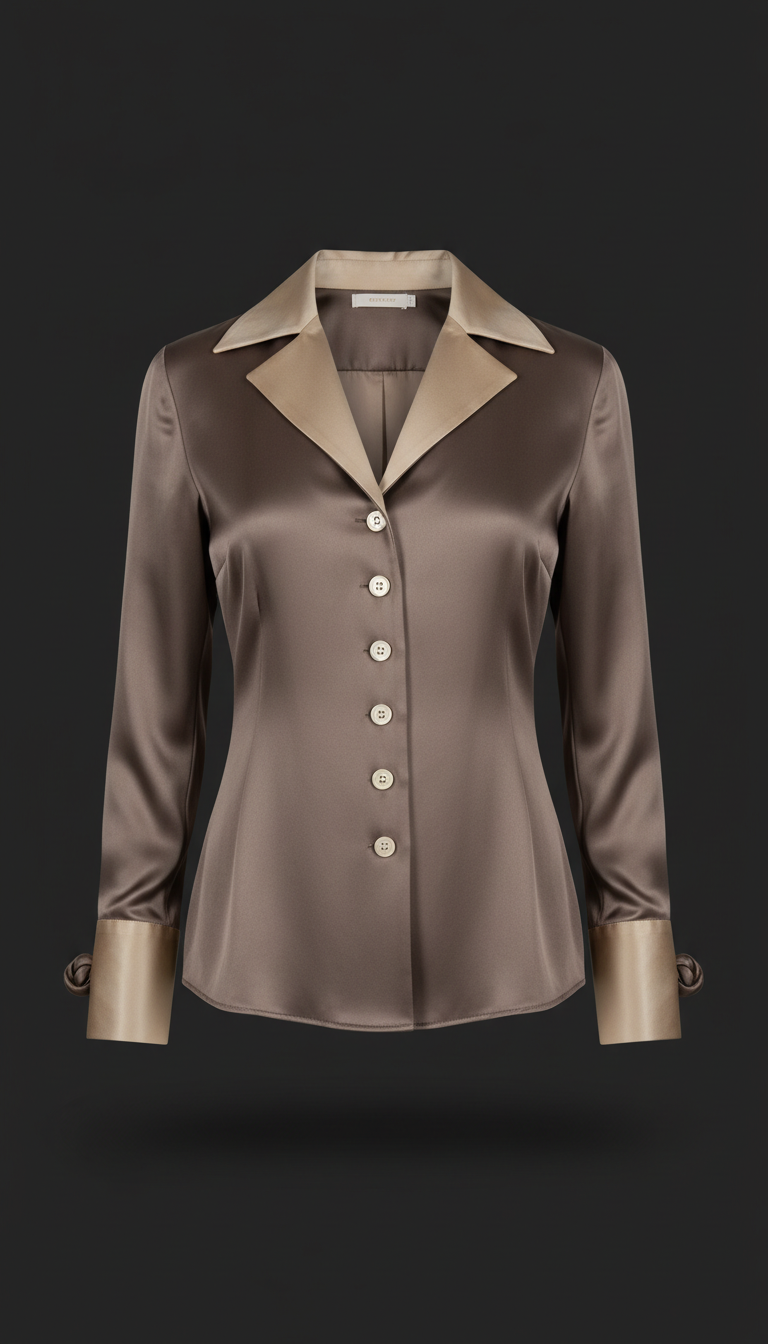 Silk Tailored Blouse with French Cuffs